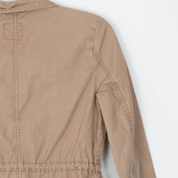 Old Navy Womens Military Jacket Size XS Tan Full Zip Drawstring Waist Pockets - Picture 8 of 9